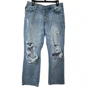 KanCan Distressed High Rise Button Fly Women's Boyfriend Jeans 29